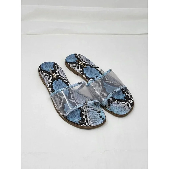 Aldo blue Snakeskin Clear Strap Women's Slides size 6.5M - Picture 1 of 7